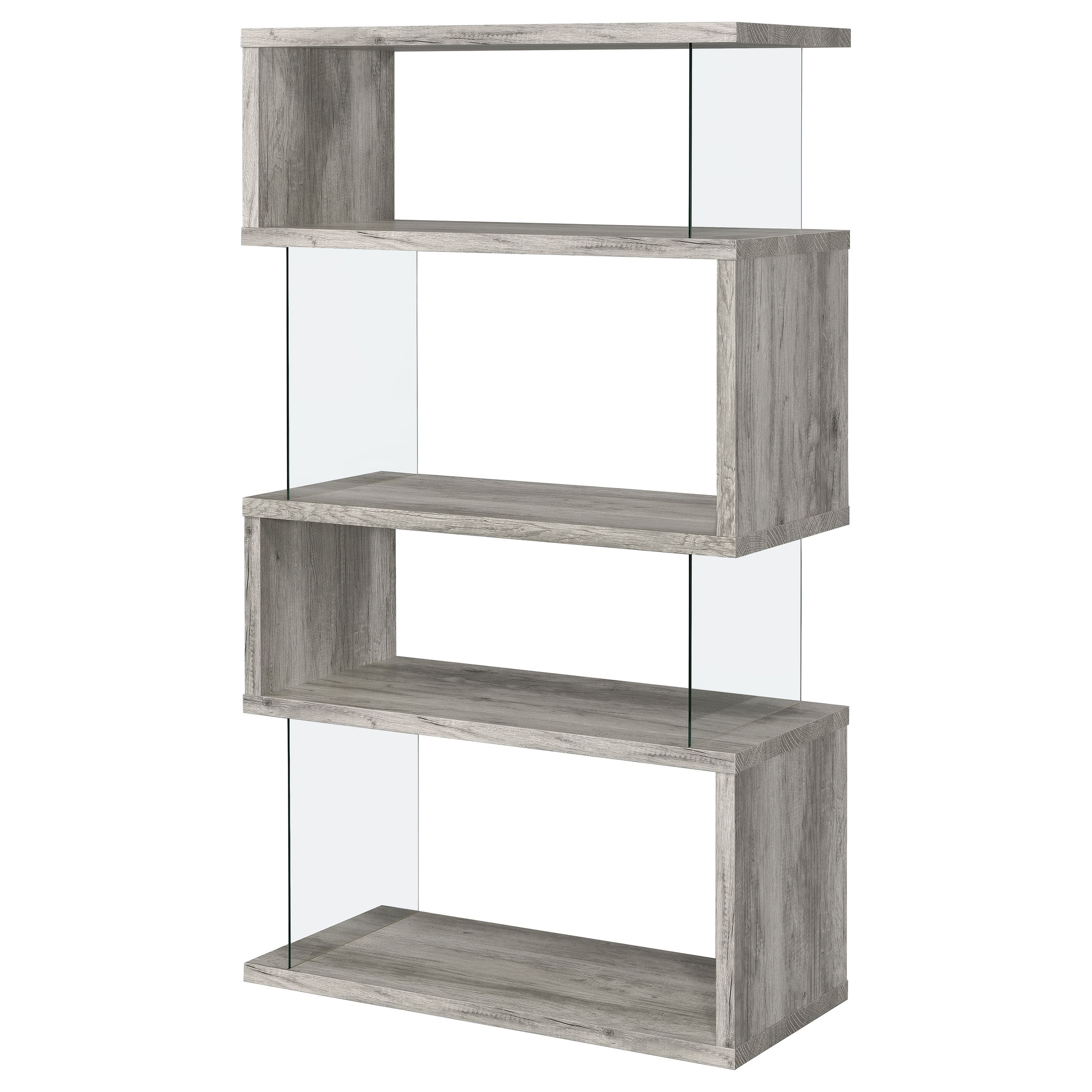 Emelle 63-inch 4-shelf Glass Panel Bookshelf