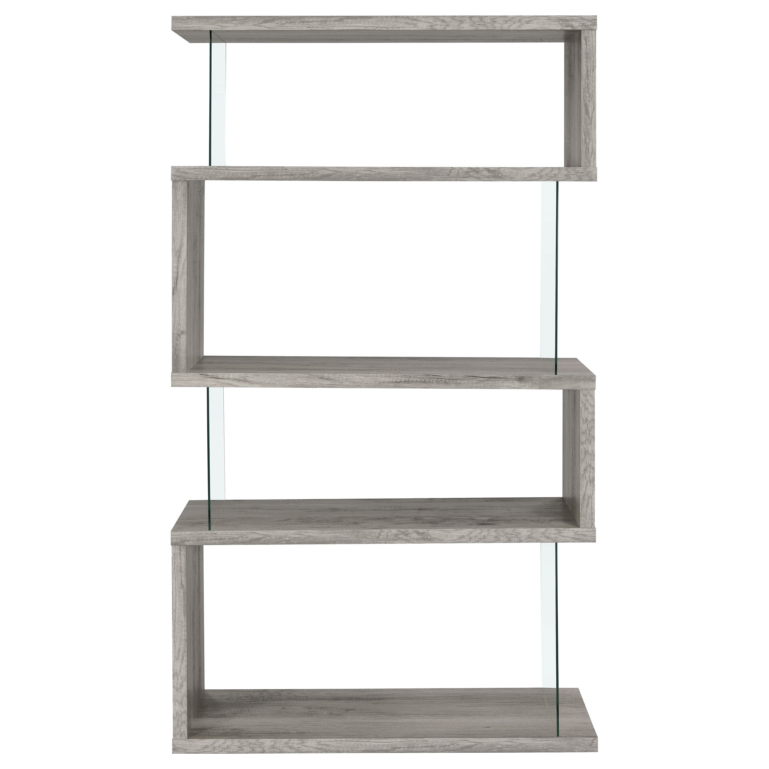 Emelle 63-inch 4-shelf Glass Panel Bookshelf