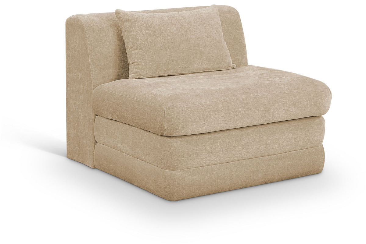 Stellar Chenille Modular Sectional — Add-On: Armless Chair — Beige