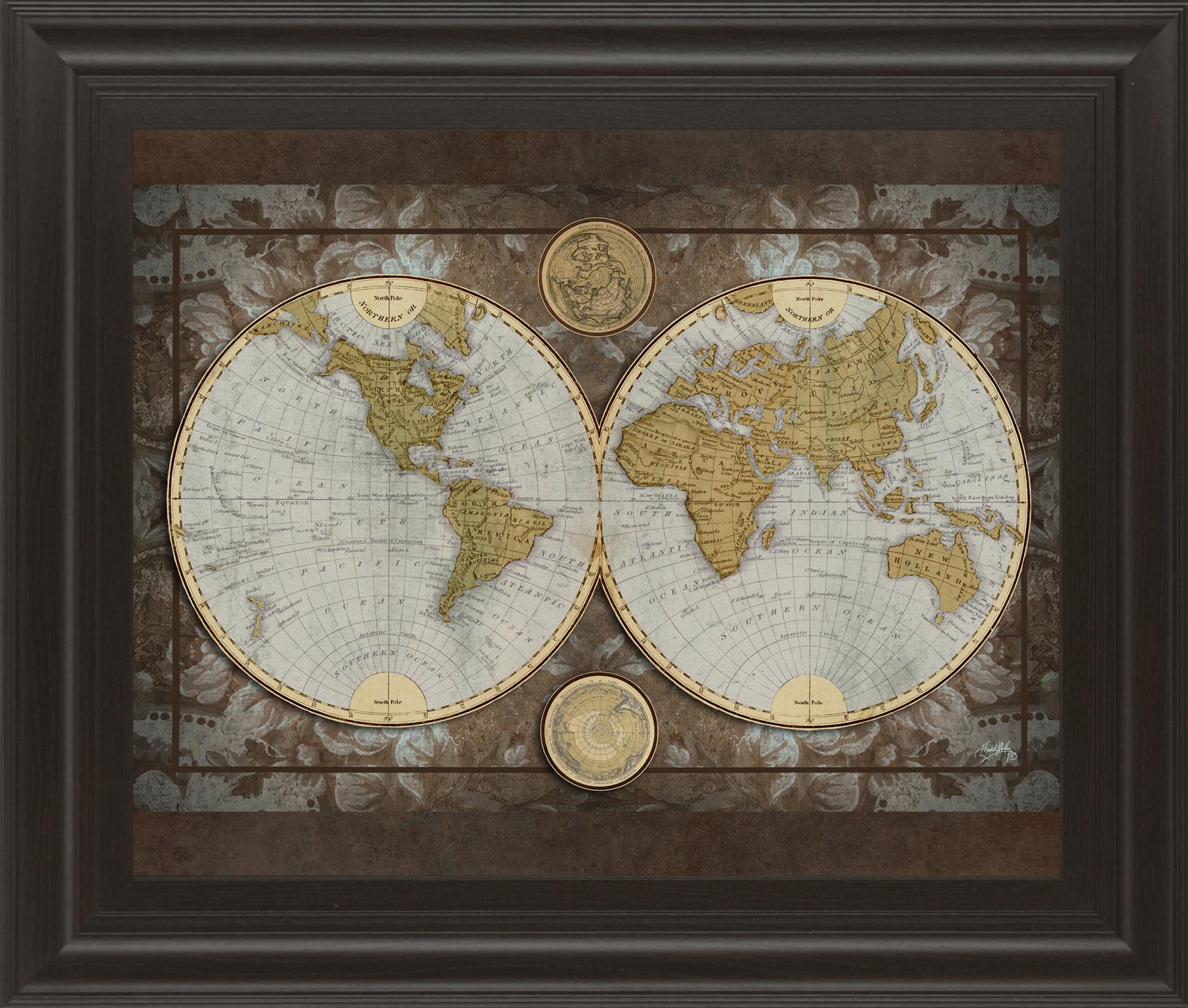 World Map By Elizabeth Medley 22X26 Framed Print