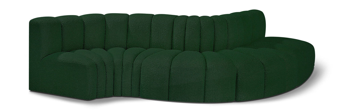Arc Boucle Modular Sectional — 5-Piece Sofa — Green