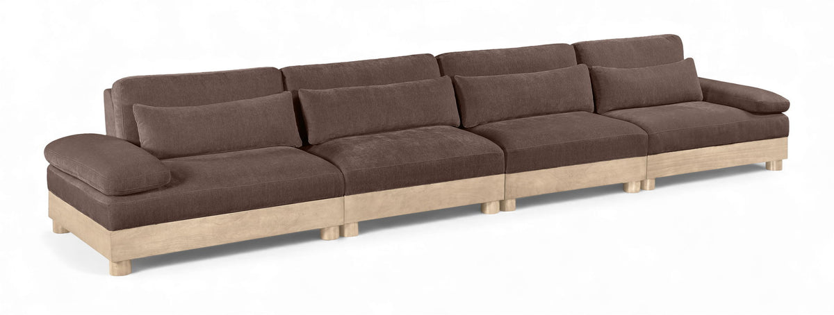 Turin Chenille Modular Sectional — 4-Piece Sofa (175.5" Wide) — Brown