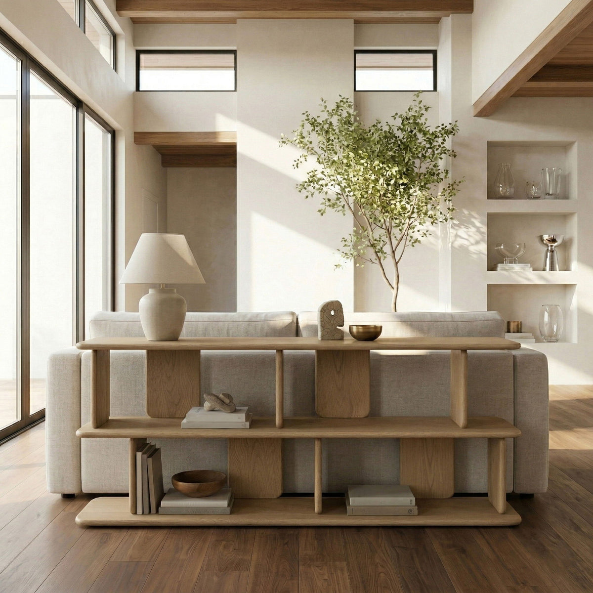 Nexa Oak Veneer Media Console — Black, Brown or Natural