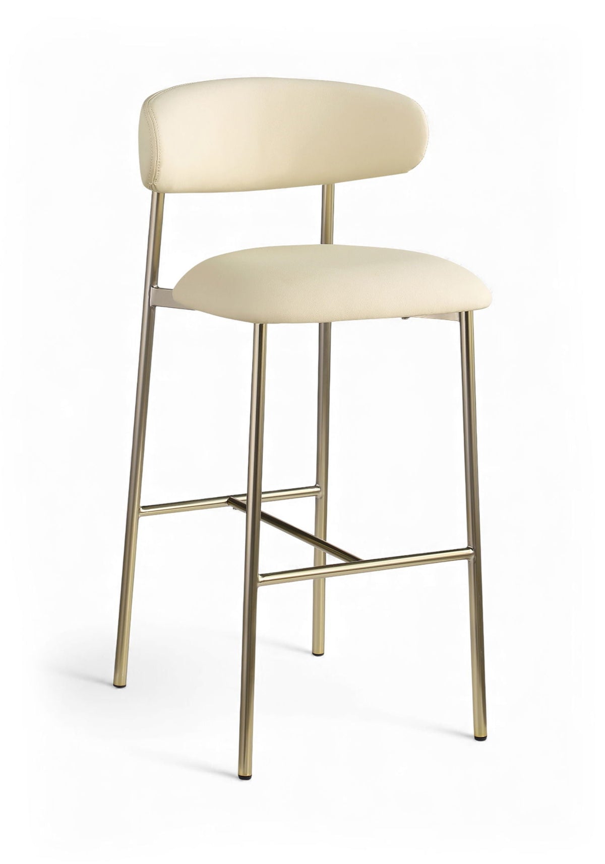Lupita - Vegan Leather Upholstered Bar Stool (Set of 2) with Brushed Gold Frame