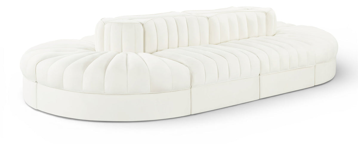 Rummi Performance Velvet Modular Sectional — 8-Piece Oval Sectional — Cream