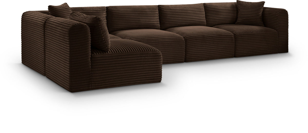 Shaggy Modular Sectional — 5-Piece Sectional — Brown
