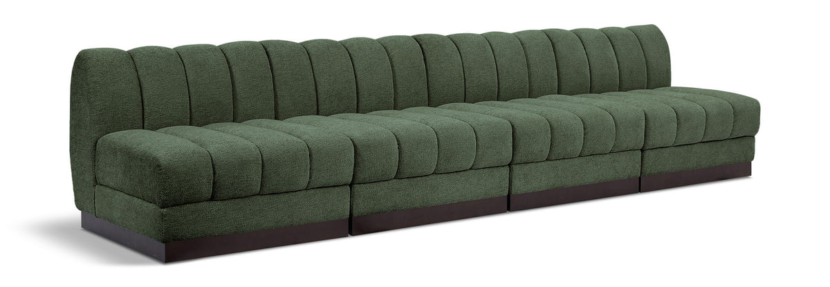 Quinn Chenille Modular Sectional — 4-Piece Armless Sofa — Green