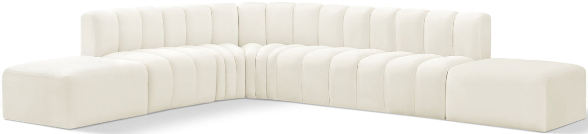 Arc Velvet Modular Sectional — 7-Piece Corner Sectional — Cream