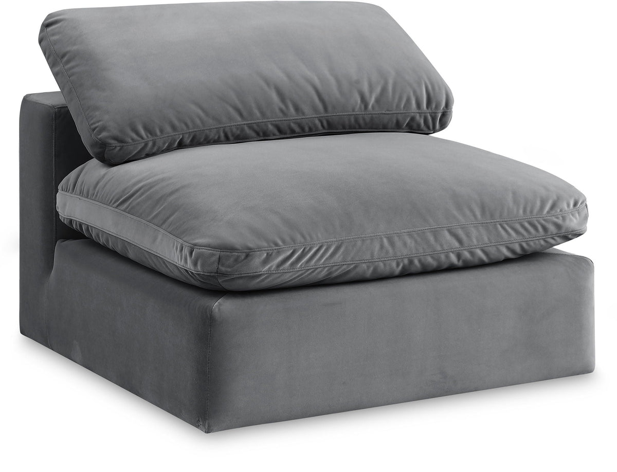 Comfy Velvet Modular Sectional — Add-On: Armless Chair — Grey