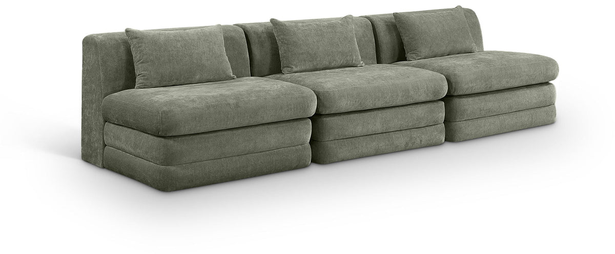Stellar Chenille Modular Sectional — 3-Piece 114" Sofa, Style A — Green