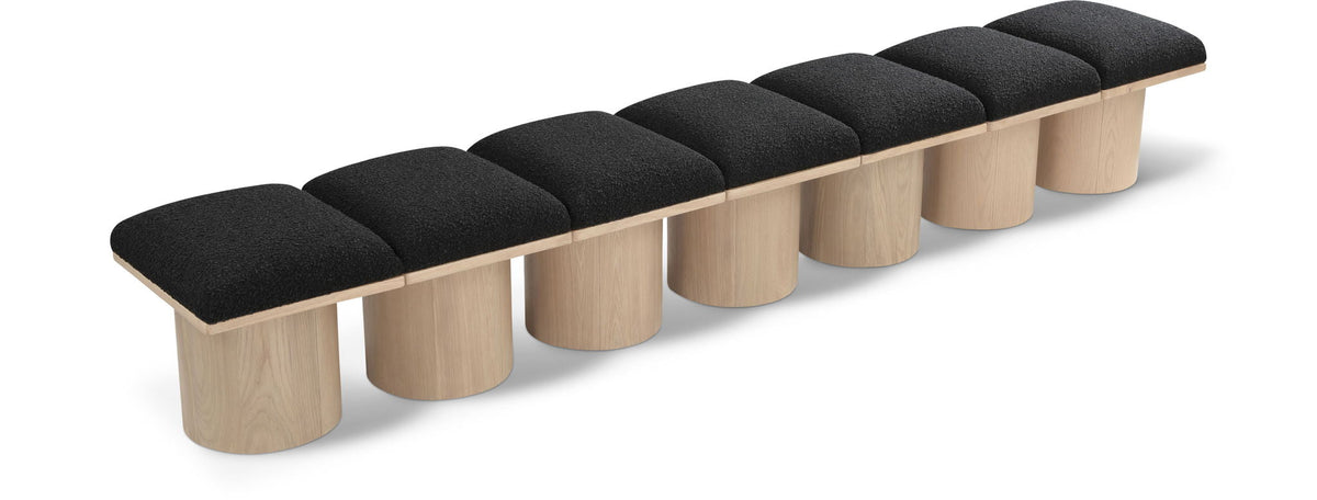 Pavilion Modular Bench 7-Piece Bench, 126"W x 15.5"D — Black / Natural Base
