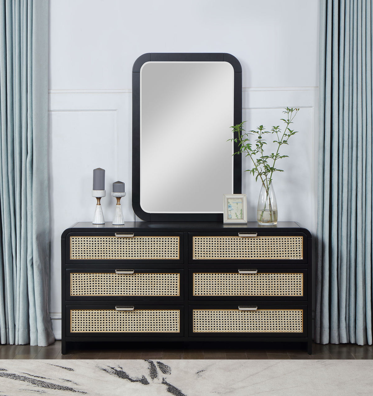 Sage Wood Mirror — White Finish