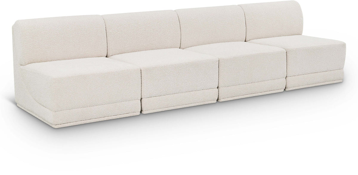Ollie Boucle Modular Sectional — 4-Piece Armless Sofa — Cream