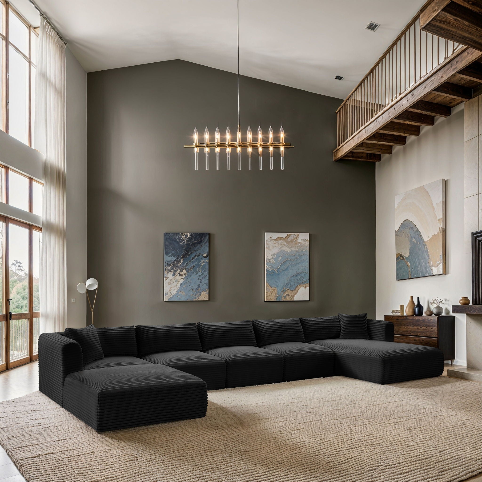 Shaggy - Fabric 6 Piece Modular Sectional With Chaise