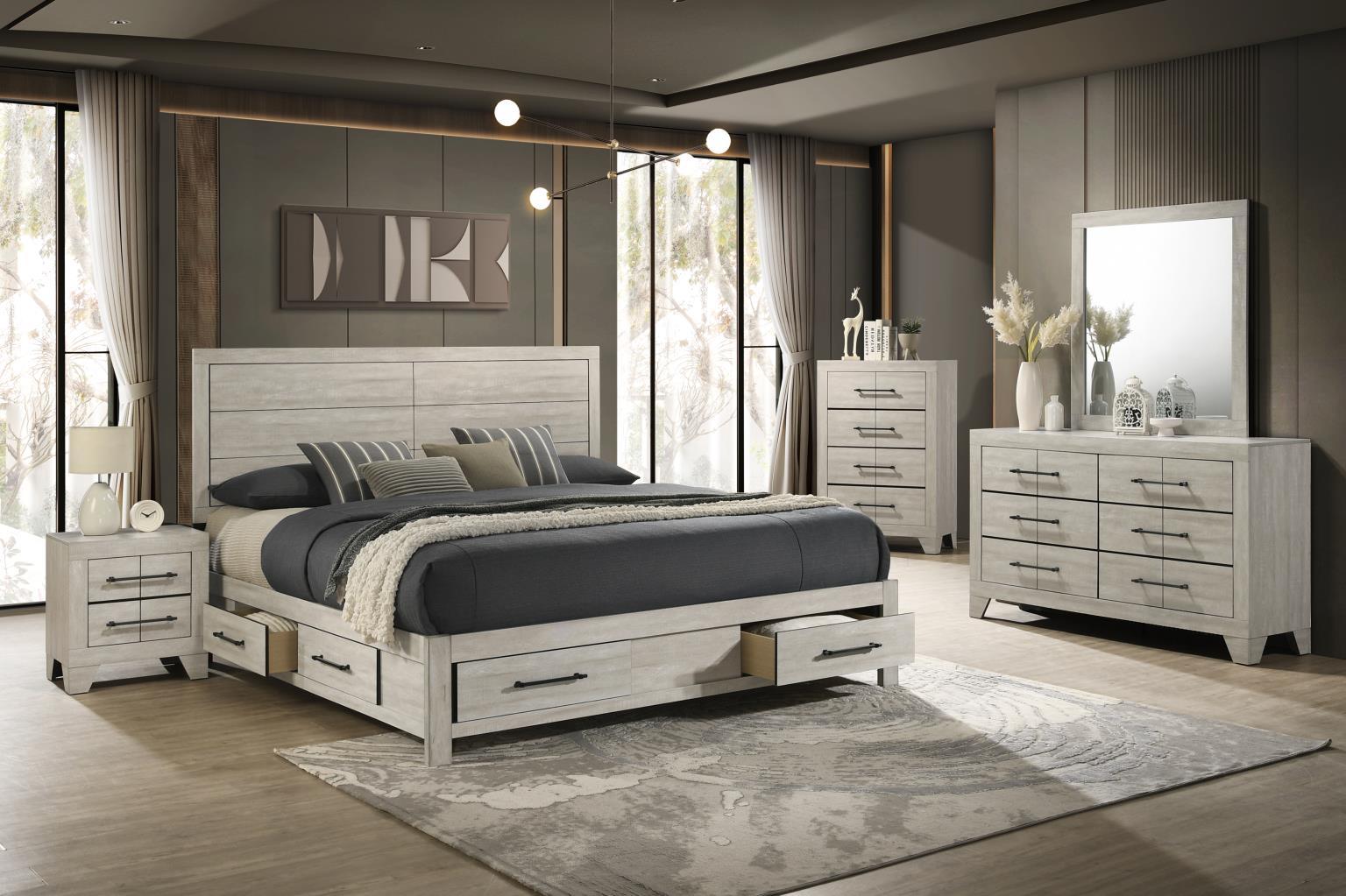 B420 Dusty Gray Oak Bed — 84 in. wide