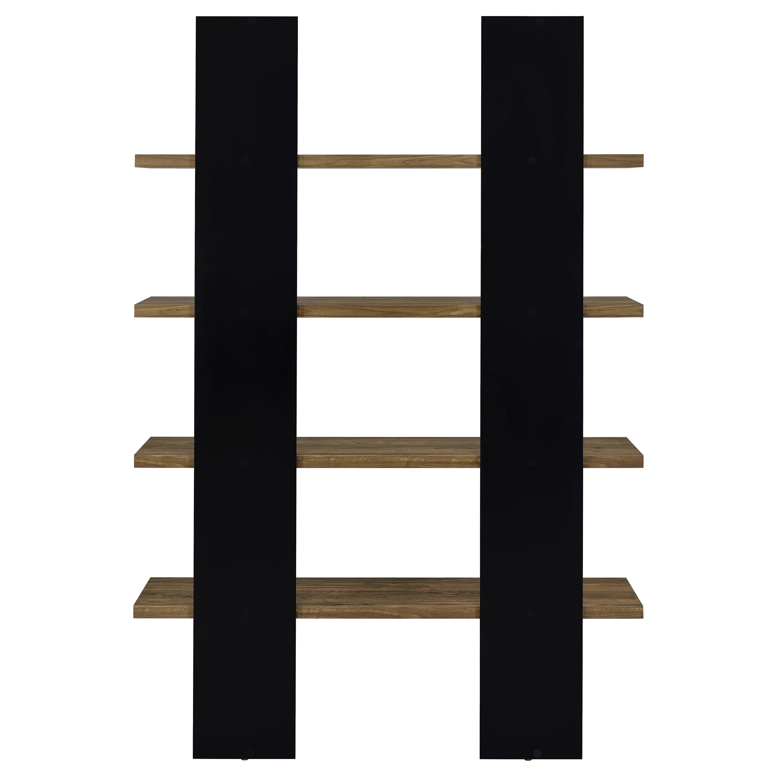 Danbrook 71-inch 4-shelf Bookshelf Black and Aged Walnut