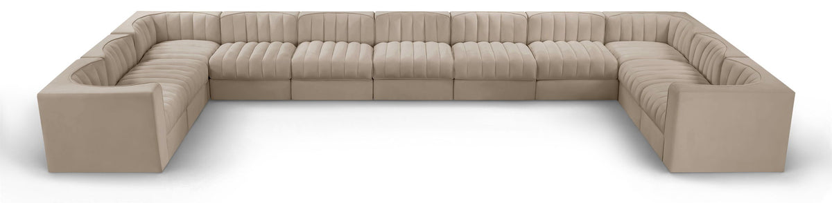 Rummi Performance Velvet Modular Sectional — 11-Piece Sectional — Beige
