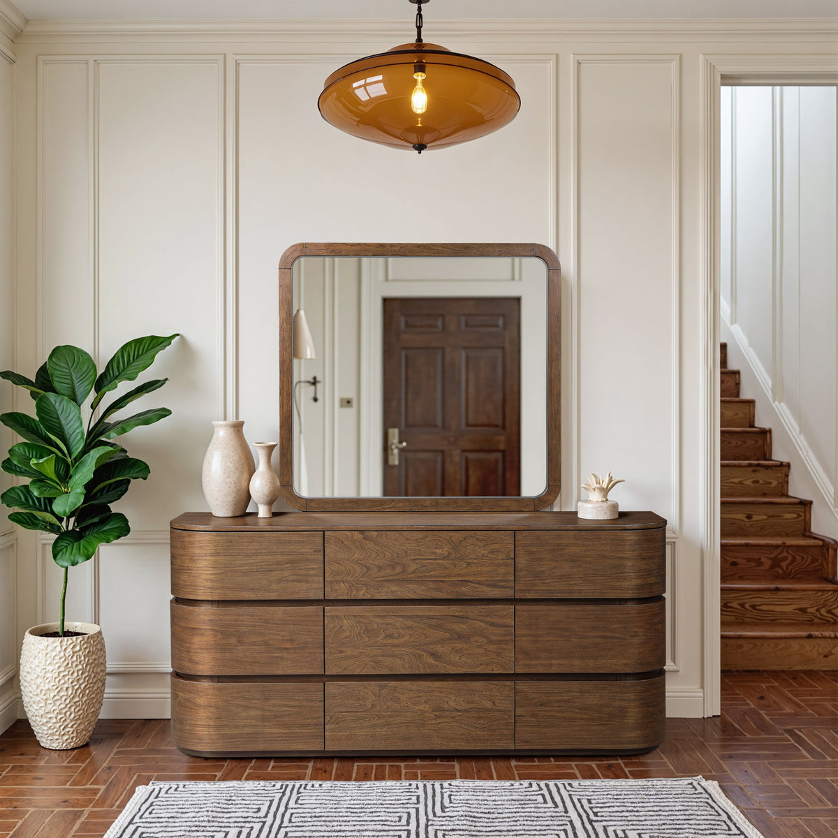 Annalise Solid Wood Mirror — Brown or Natural