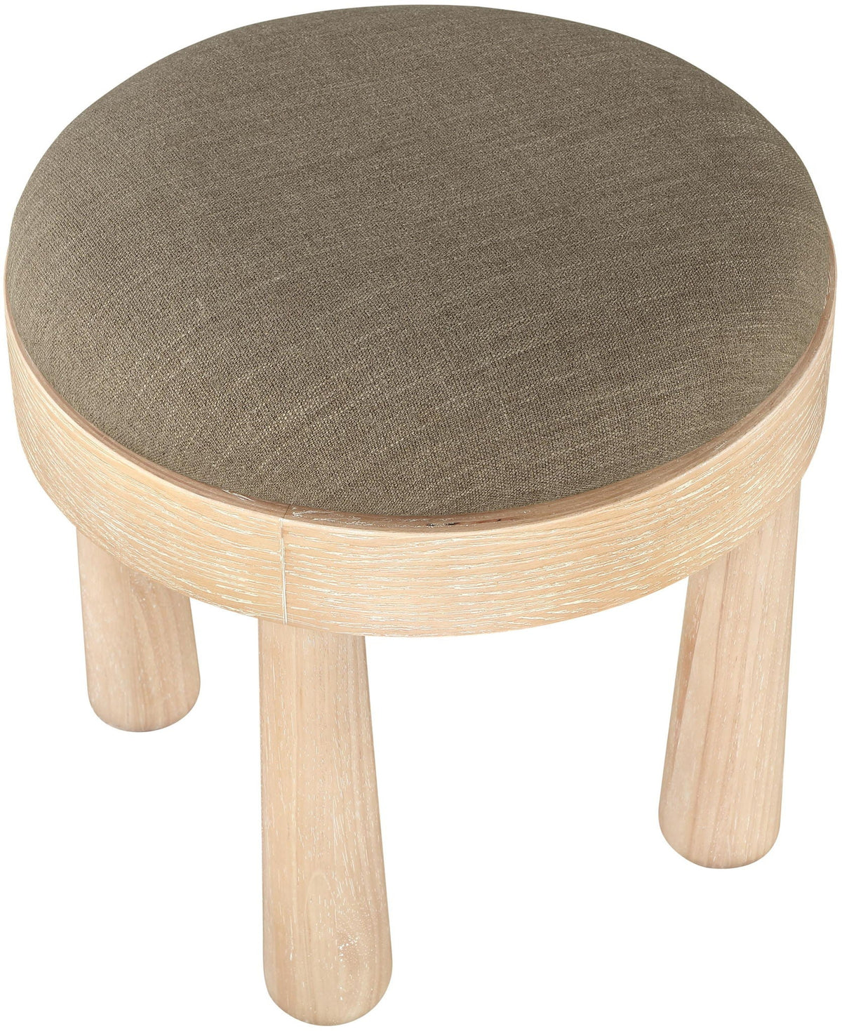 Larea Linen Ottoman with Natural Base