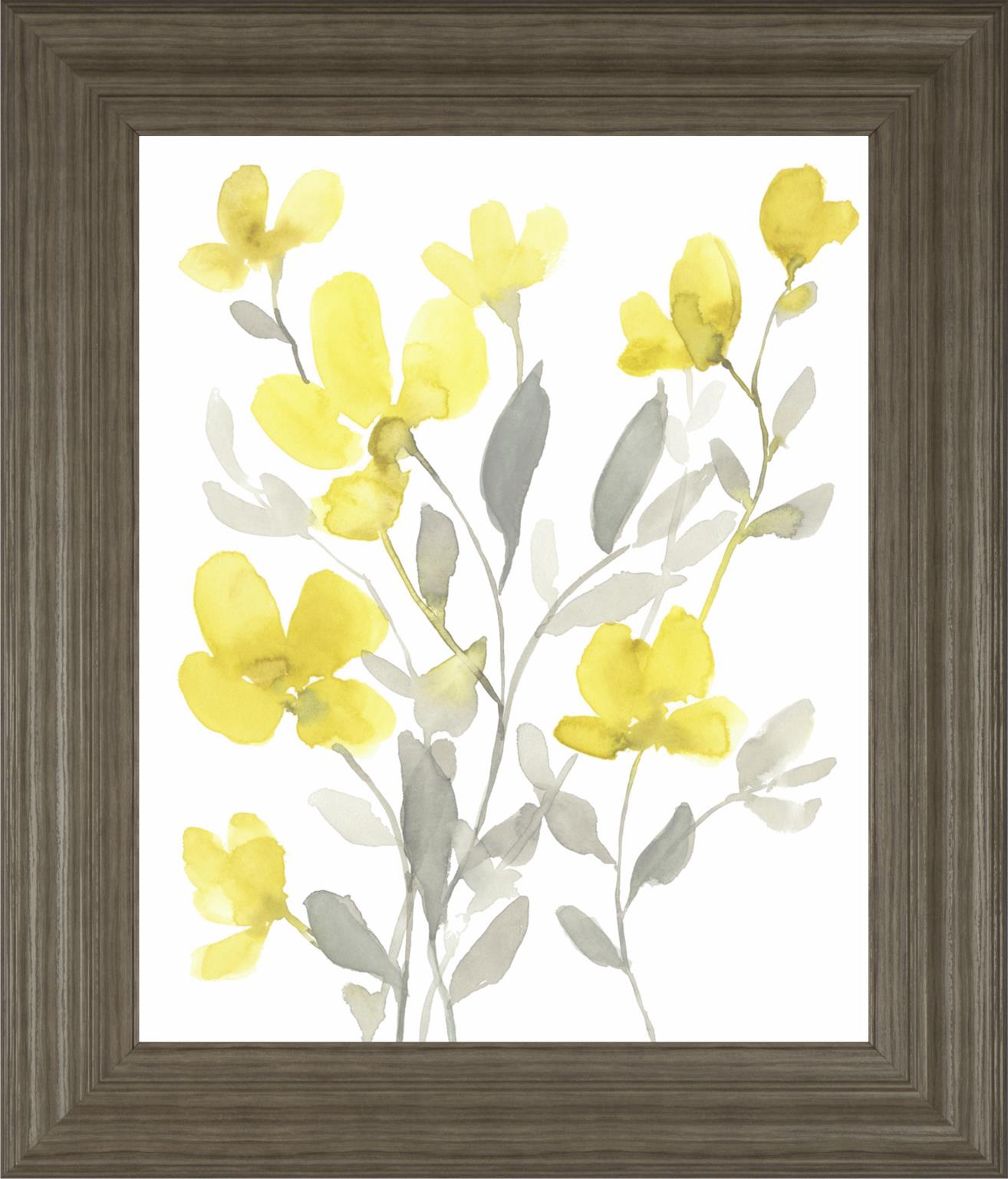 Yellow & Grey Garden I By Jennifer Goldberger 22X26 Framed Print