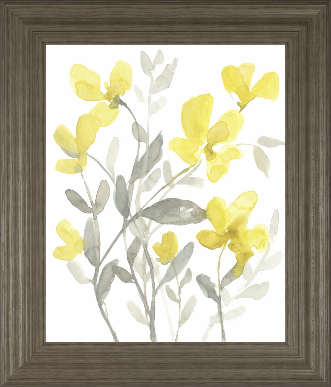 Yellow & Grey Garden Ii By Jennifer Goldberger 22X26 Framed Print