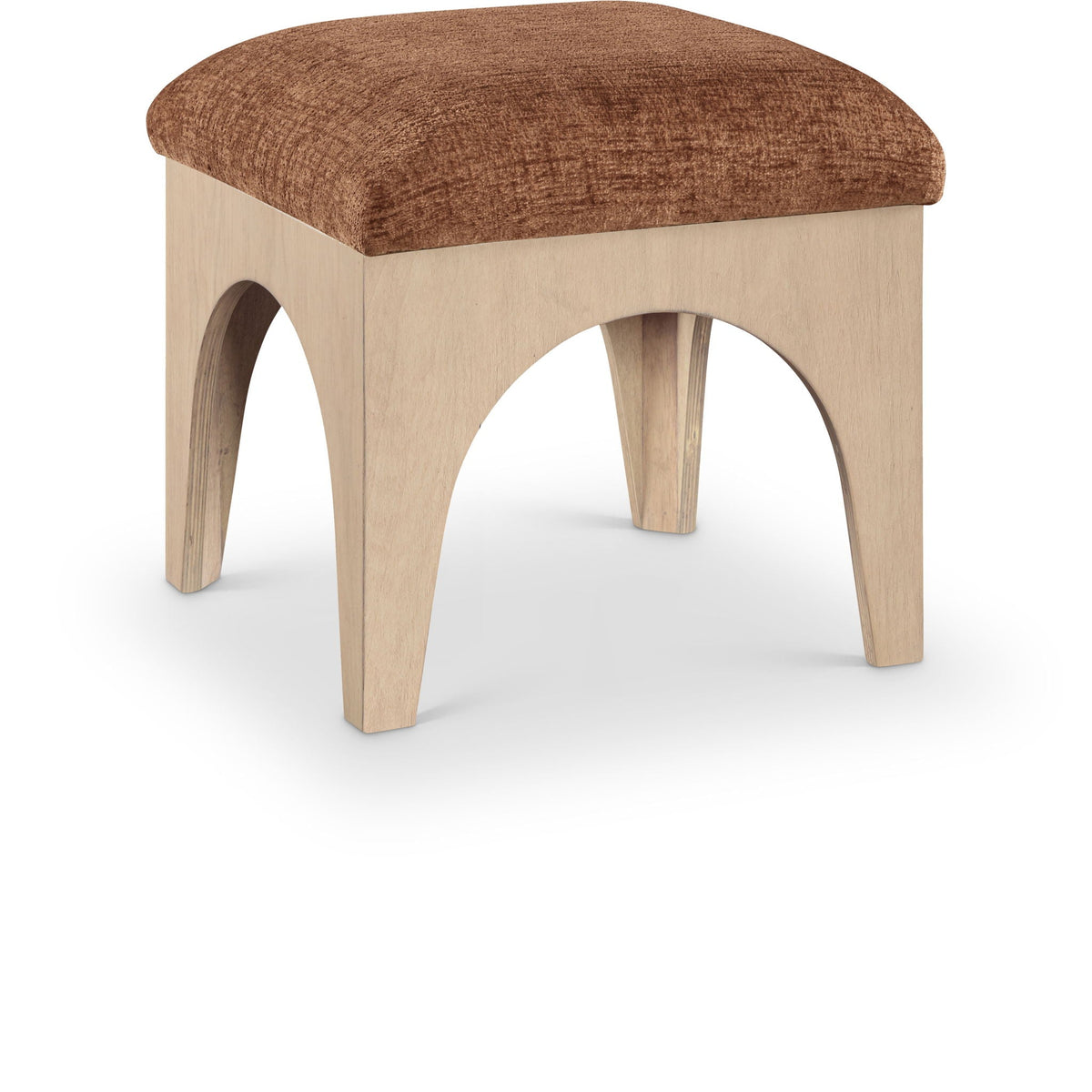 Lawson - Chenille Fabric Ottoman with Natural Base