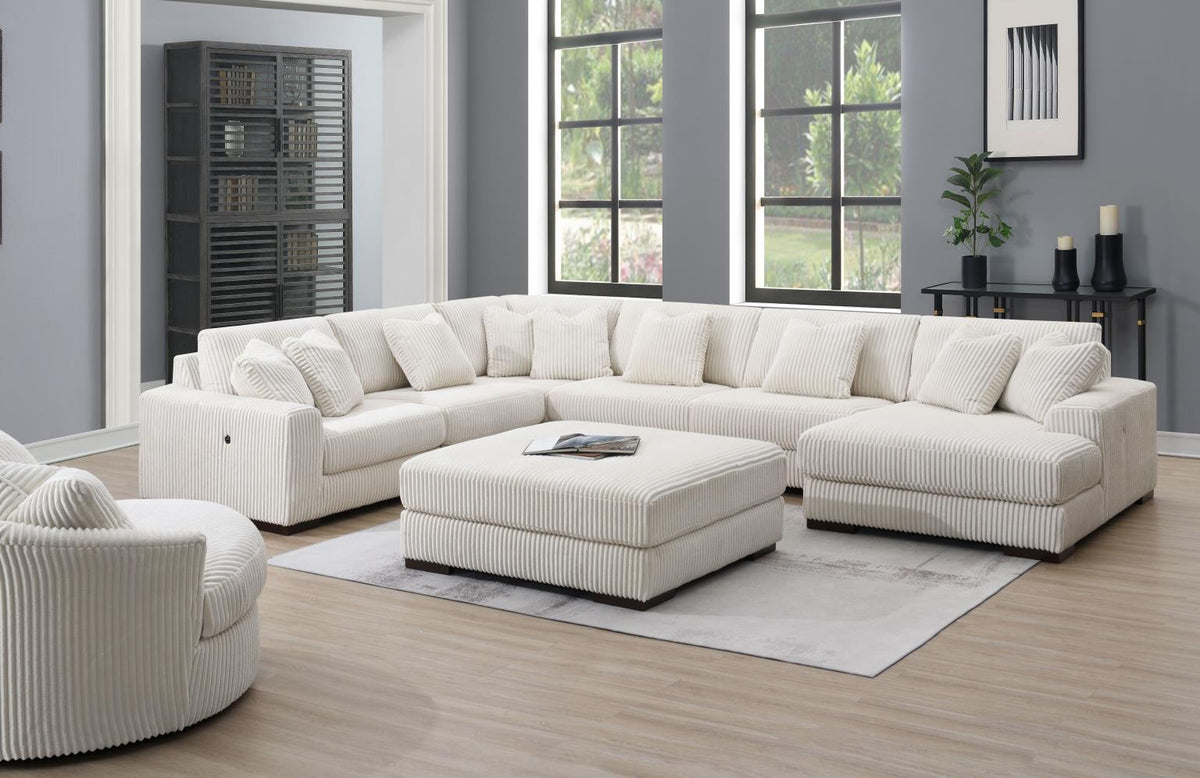 U244 Ivory Ottoman — 52-Inch Wide