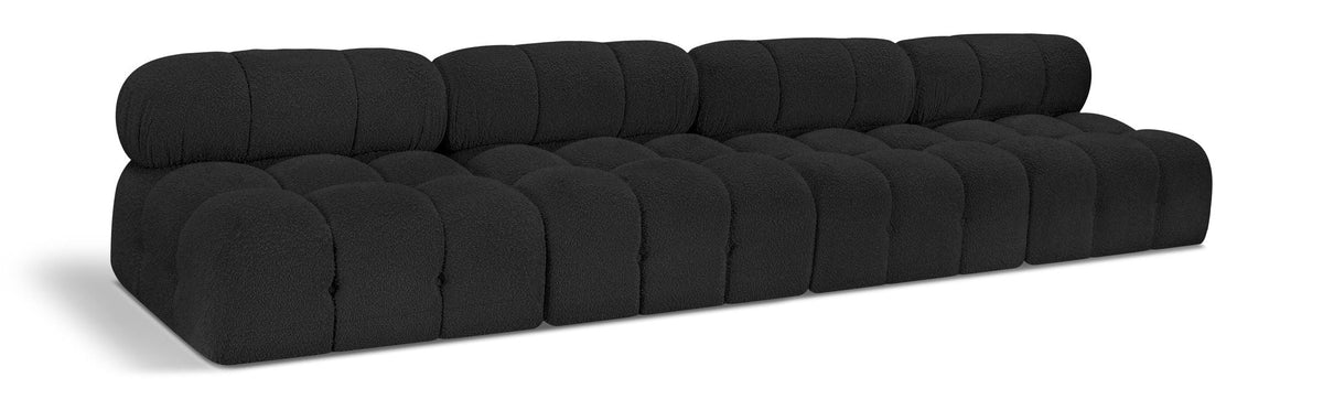 Ames Boucle Modular Sectional — 4-Piece Armless Sofa — Black