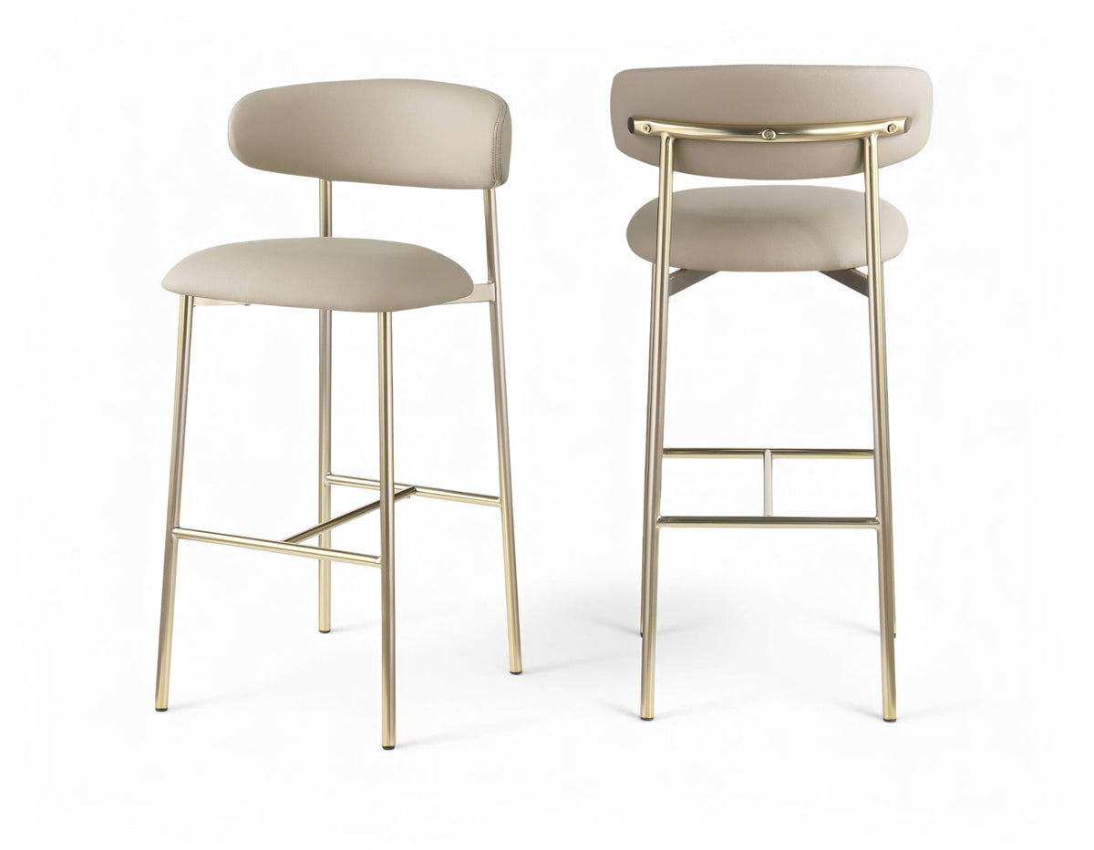 Lupita - Vegan Leather Upholstered Bar Stool (Set of 2) with Brushed Gold Frame