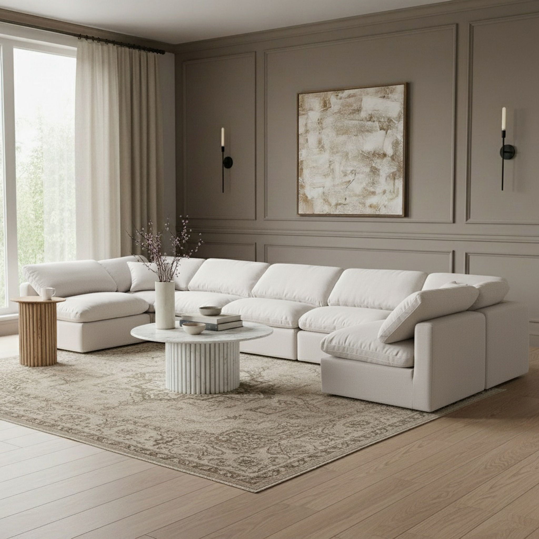 Indulge - Linen 7 Piece Modular U-Shaped Sectional