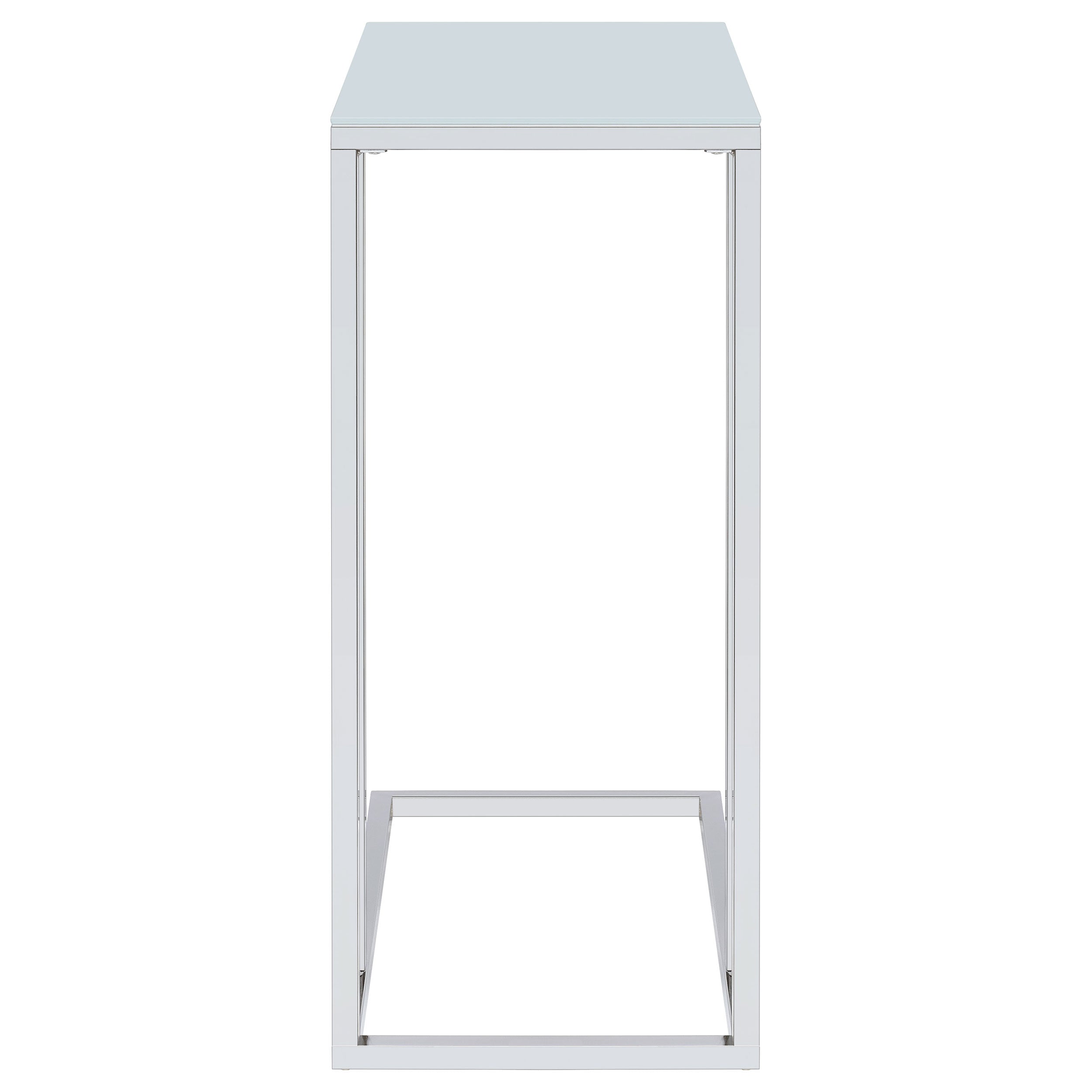 Stella Glass Top Accent Table Chrome and White