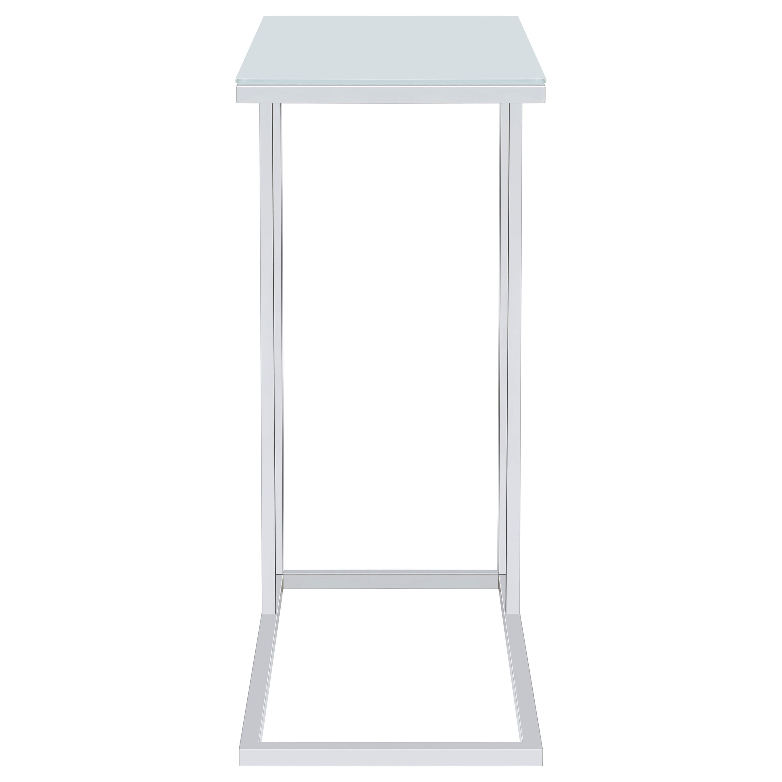 Stella Glass Top Accent Table Chrome and White
