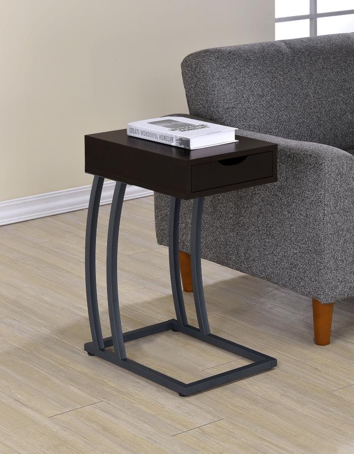Troy 1-drawer C-Shaped Side Table Power Outlet