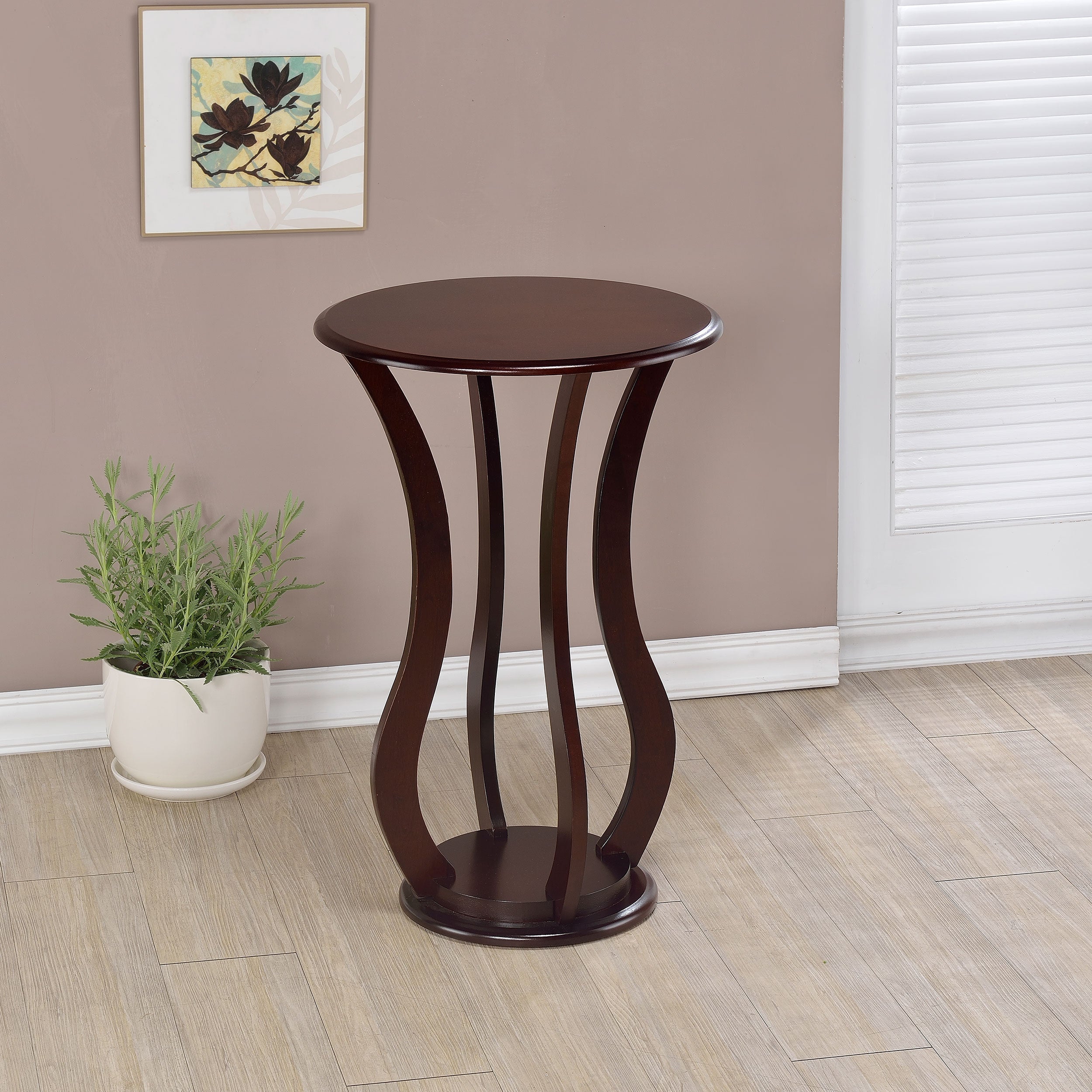 Elton Round Faux Marble Top Plant Stand
