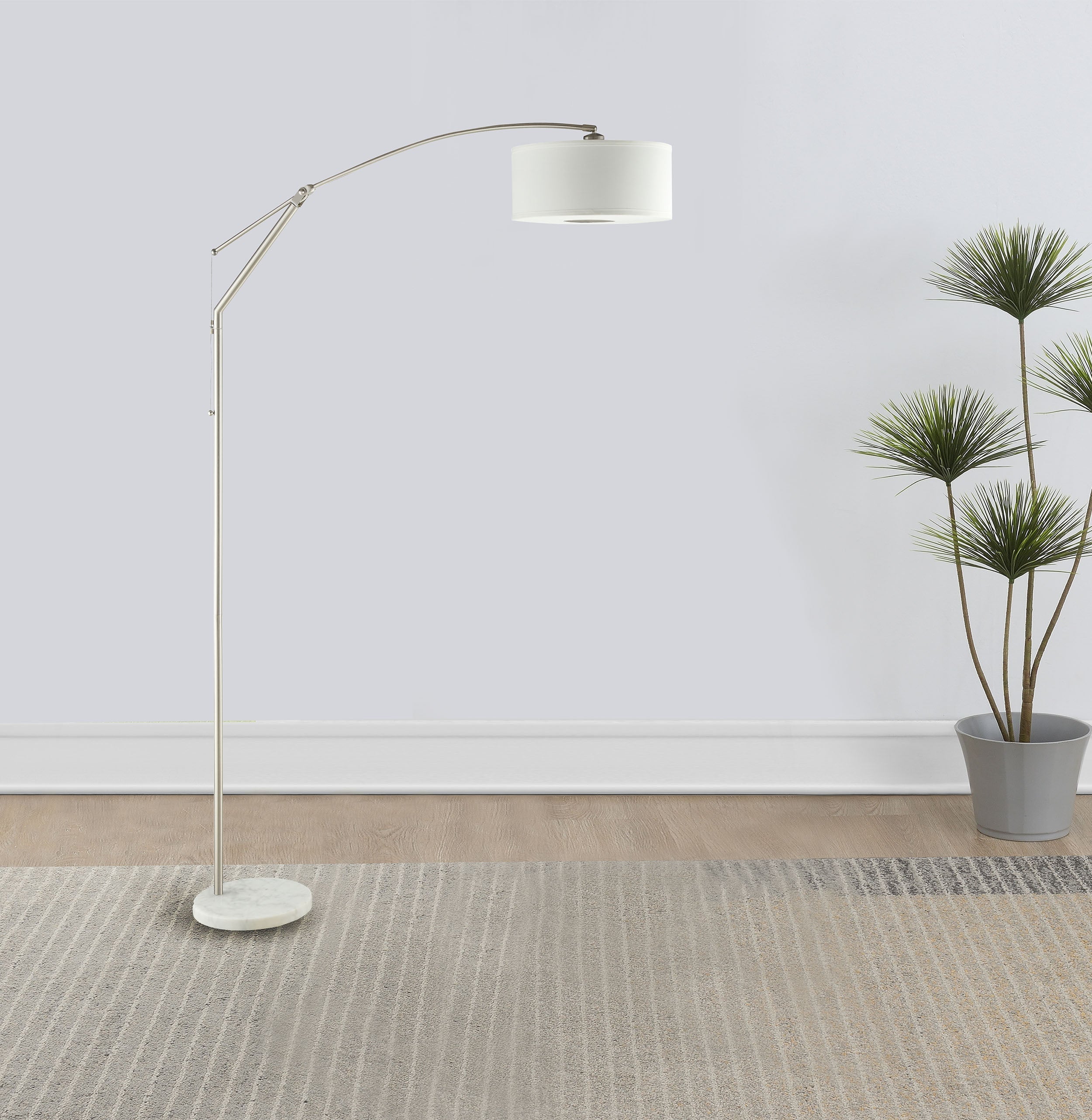 Moniz 81-inch Drum Shade Arc Adjustable Floor Lamp Chrome