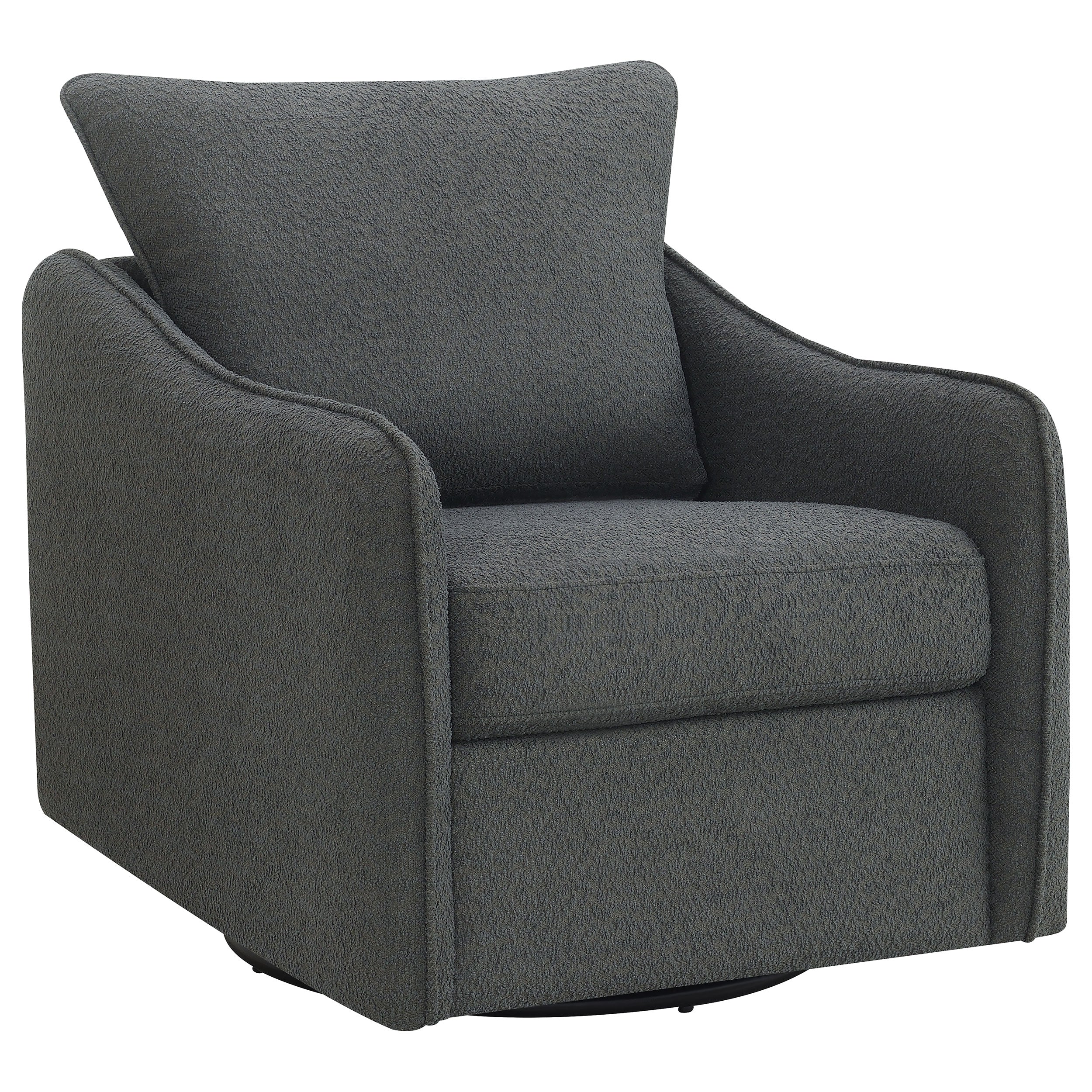 Madia Boucle Upholstered Swivel Glider Chair Charcoal Grey