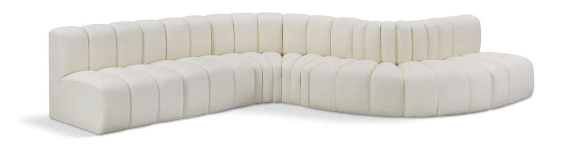 Arc Faux Leather Modular Sectional — 7-Piece Sofa — Cream