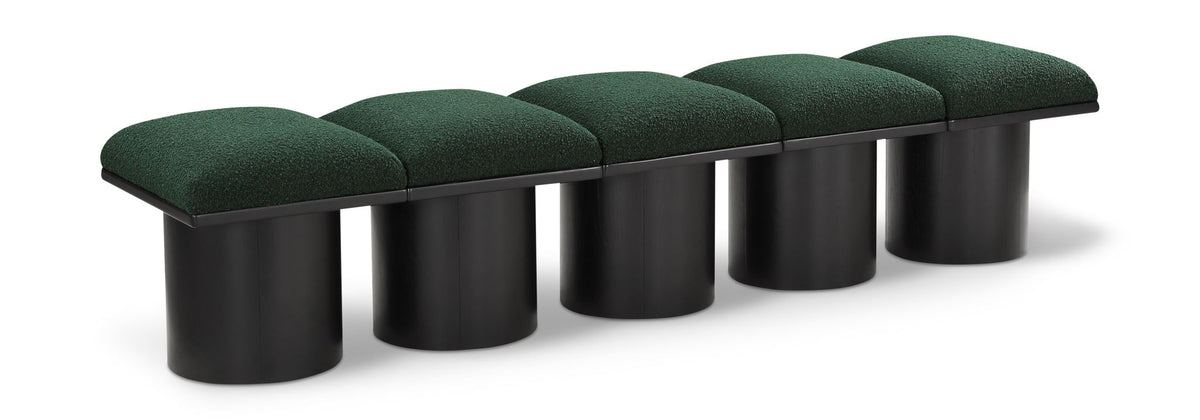 Pavilion Modular Bench 5-Piece Bench, 77.5"W x 18"D — Green / Black Base