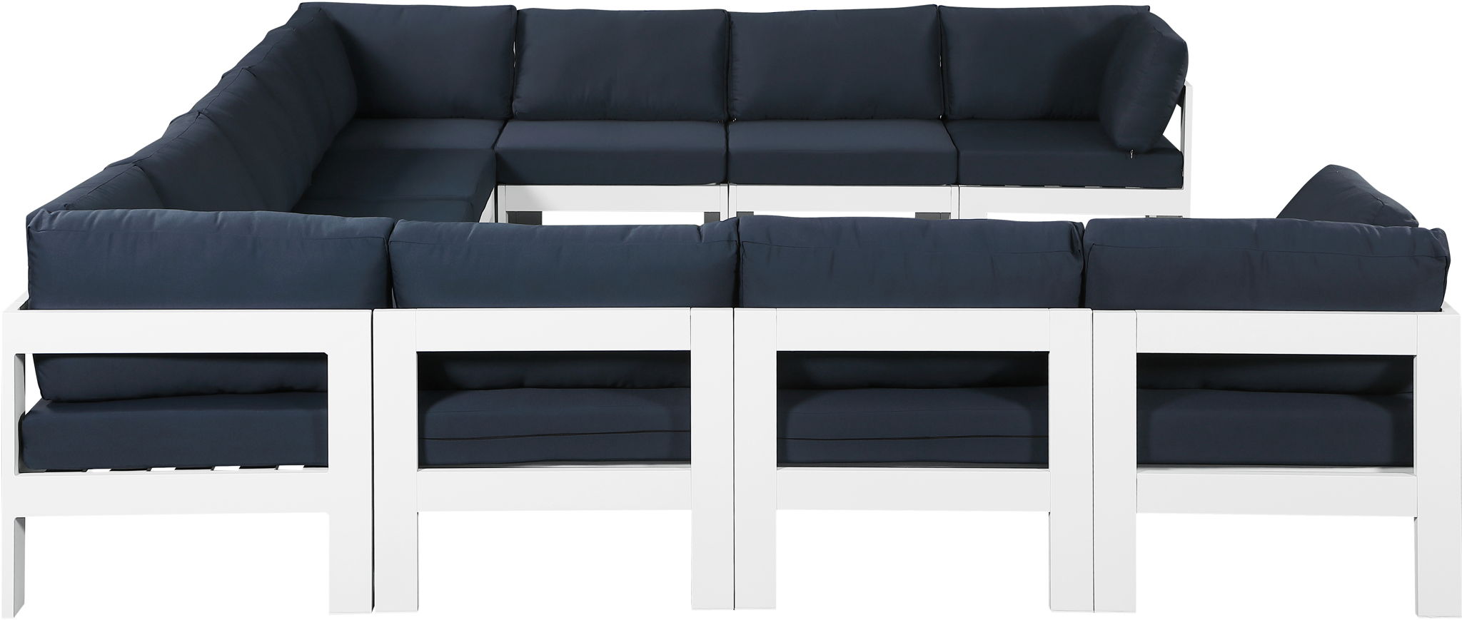 Nizuc - Outdoor Patio 11 Piece Modular Sectional With White Frame