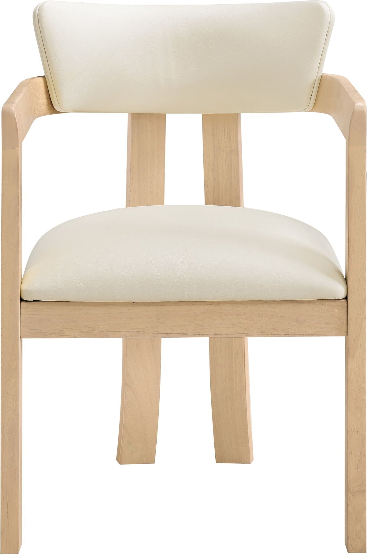 Lavrin Vegan Leather Dining Arm Chair (Set of 2) with Natural Base