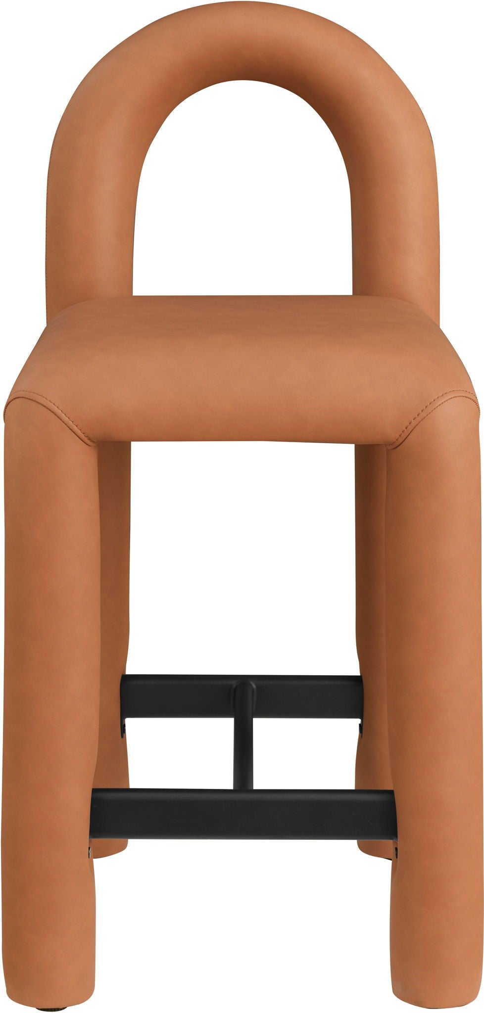 Amari - Vegan Leather and Boucle Fabric Stool - Stool
