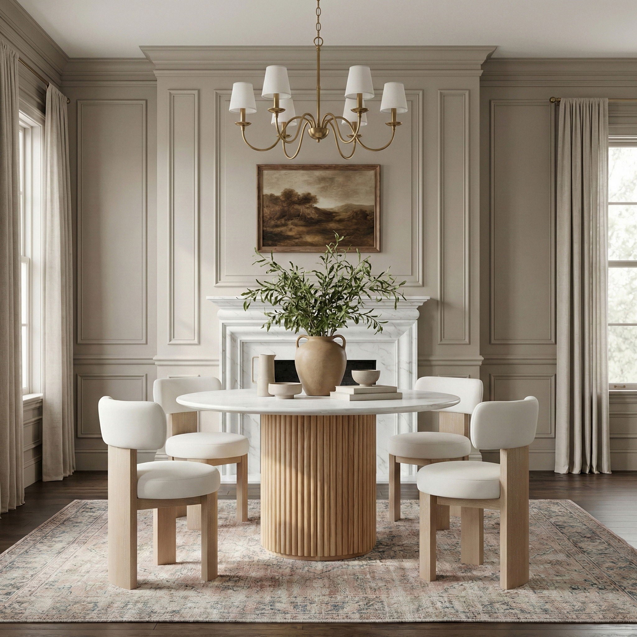 Atelier - Vegan Leather Upholstered Dining Chair (Set of 2) - Cream / Painted Natural