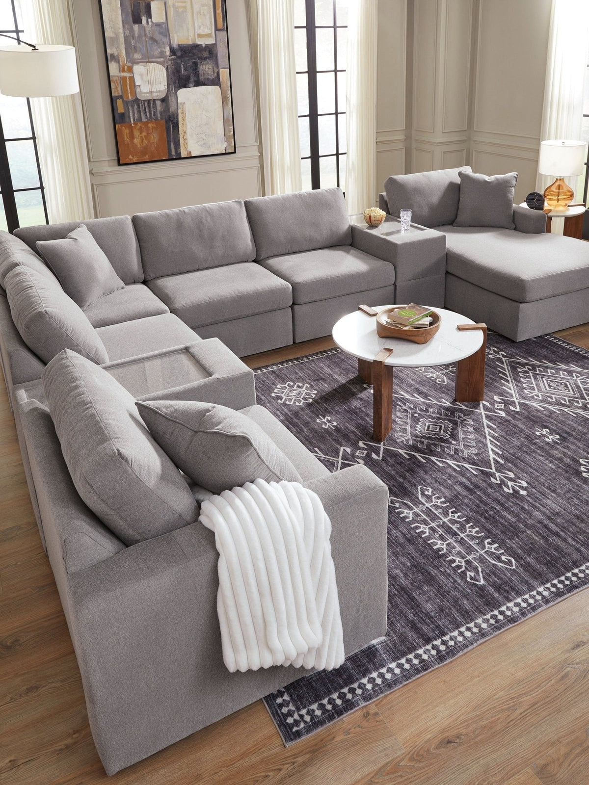 ModMax Grey 8-Piece Modular Sectional — Chaise & Storage Consoles