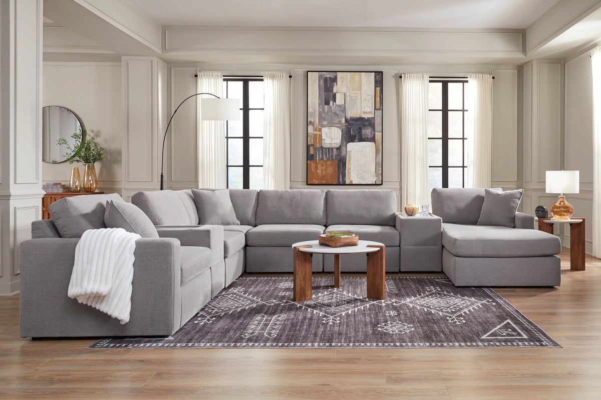 ModMax Grey 8-Piece Modular Sectional — Chaise & Storage Consoles