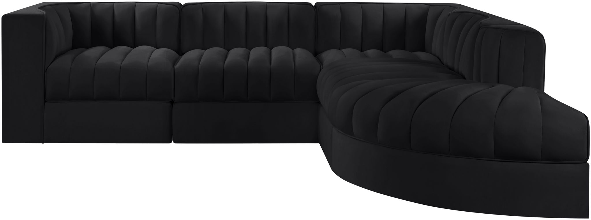 Rummi - Velvet Performance Fabric Upholstered 5 Piece Modular Sectional