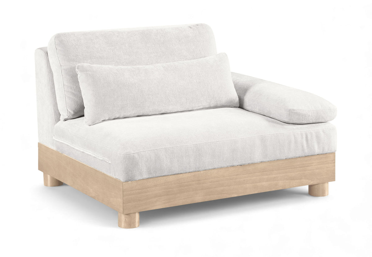 Turin Chenille Modular Sectional — Add-On: Right-Arm Chair — Cream