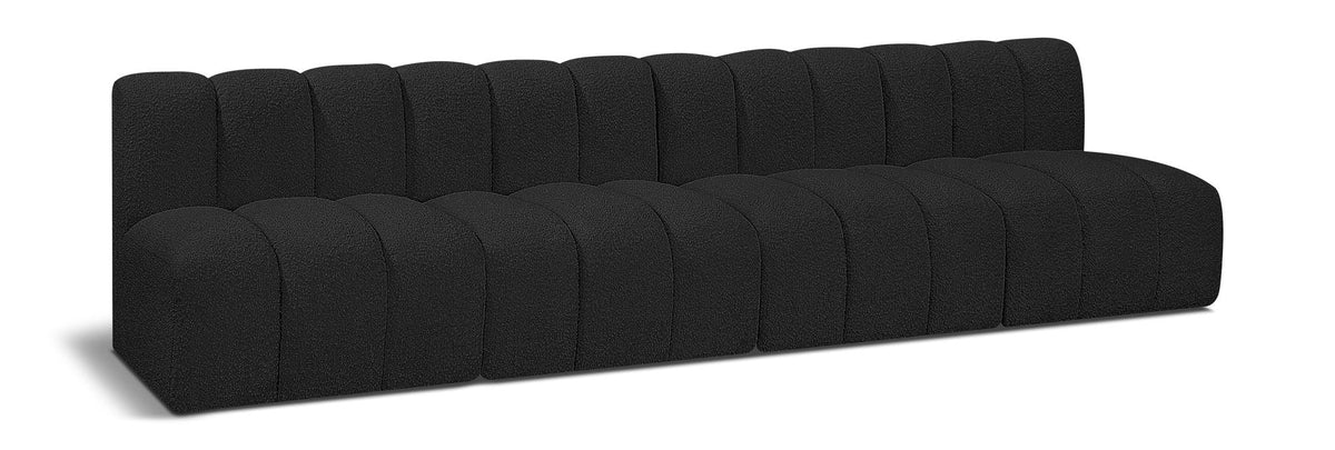 Arc Boucle Modular Sectional — 4-Piece Sofa (119" Wide) — Black