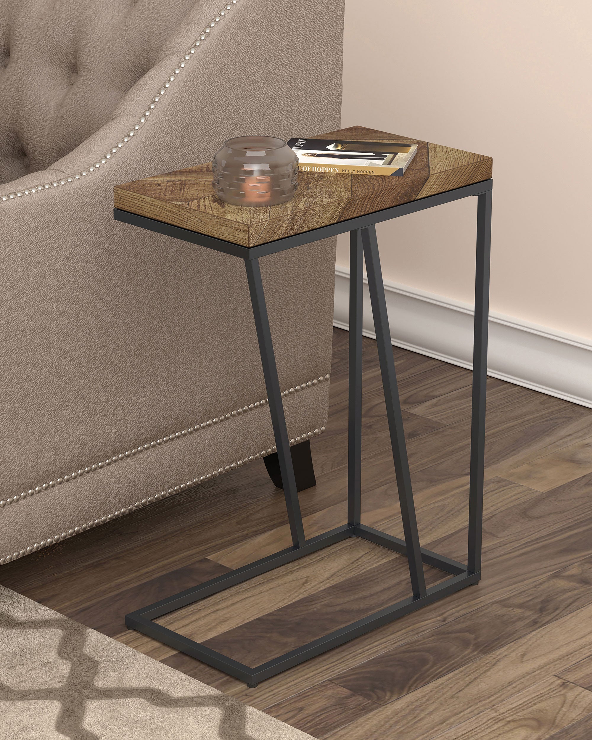 Sergio Engineered Wood C-Shaped Sofa Side Table