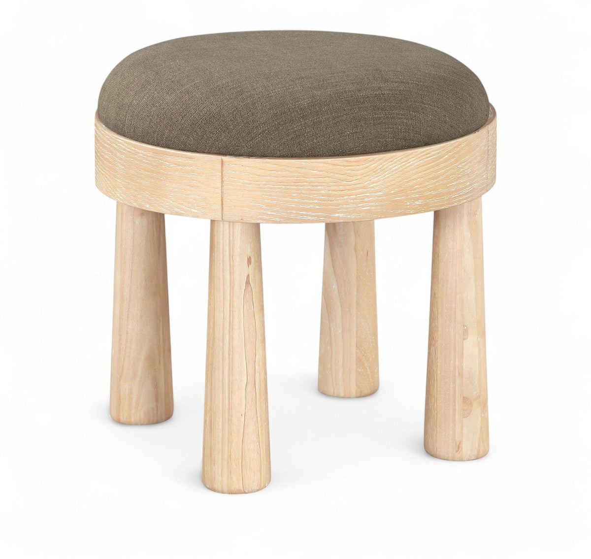 Larea Linen Ottoman with Natural Base