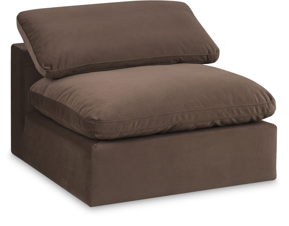 Comfy Velvet Modular Sectional — Add-On: Armless Chair — Brown